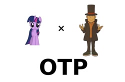 Size: 762x500 | Tagged: dead source, safe, twilight sparkle, pony, g4, crack shipping, exploitable meme, hershel layton, meme, otp, professor layton, simple background, twiton, vector, white background