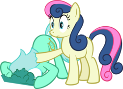 Size: 6000x4315 | Tagged: safe, artist:fineprint-mlp, bon bon, lyra heartstrings, sweetie drops, earth pony, pony, g4, .svg available, absurd resolution, bush, simple background, transparent background, vector, wide eyes