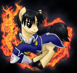 Size: 796x755 | Tagged: safe, artist:vertrev, fullmetal alchemist, ponified, roy mustang