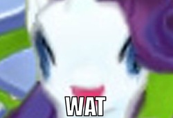 Size: 800x543 | Tagged: safe, gameloft, rarity, pony, unicorn, my little pony: magic princess, 3d, caption, cursed image, faic, game, gameloft shenanigans, happy, horn, image macro, looking at camera, looking at you, mobile game, purple mane, rarara, reaction image, solo, video game, wat, white coat, white fur, zoomed in