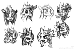 Size: 900x600 | Tagged: safe, artist:kp-shadowsquirrel, queen chrysalis, changeling, changeling queen, g4, female, sketch, sketch dump