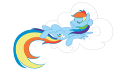 Size: 2033x1137 | Tagged: safe, artist:fribox, rainbow dash, pegasus, pony, g4, cloud, eyes closed, female, mare, solo