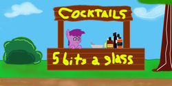 Size: 1366x686 | Tagged: safe, artist:fineartobserver, berry punch, berryshine, g4, alcohol, filly, lemonade, young