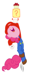 Size: 4000x10000 | Tagged: safe, artist:spikesmustache, pinkie pie, g4, ? block, cosplay, crossover, cupcake, male, mario, nintendo, parody, simple background, super mario, transparent background, vector