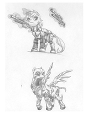 Size: 1748x2480 | Tagged: safe, artist:george5408, oc, oc only, pony, unicorn, armor, gun, husk, mass effect, soldier