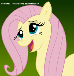 Size: 2000x2075 | Tagged: safe, artist:ced75, fluttershy, pony, g4, bust, female, gradient background, mare, open mouth, portrait, smiling, solo, three quarter view