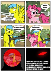 Size: 906x1280 | Tagged: safe, artist:king-shoutmon, pinkie pie, oc, g4, comic, spanish