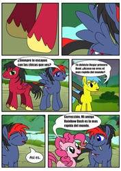 Size: 906x1280 | Tagged: safe, artist:king-shoutmon, pinkie pie, oc, g4, comic, spanish