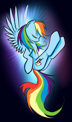 Size: 785x1327 | Tagged: safe, artist:fajeh, artist:kejifox, rainbow dash, pegasus, pony, g4, colored, eyes closed, female, flying, hooves, mare, solo, spread wings, wings