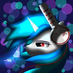 Size: 1280x1280 | Tagged: safe, artist:theebonyheart, dj pon-3, vinyl scratch, pony, g4, headphones, solo