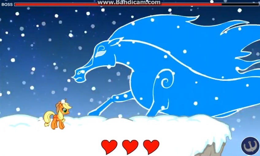 #136125 - safe, applejack, windigo, g4, heart, snow, snowfall, video ...