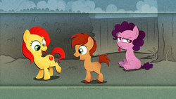 Size: 900x506 | Tagged: safe, artist:lissystrata, earth pony, pony, g4, amy pond, colt, doctor who, female, filly, foal, male, mels, ponified, river song (doctor who), rory williams, trio