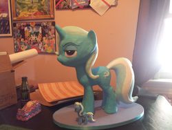 Size: 1000x750 | Tagged: safe, trixie, pony, unicorn, g4, cake, female, food, irl, lidded eyes, mare, photo, solo