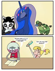 Size: 2540x3300 | Tagged: safe, artist:abigail m., princess luna, g4, benson, crossover, high res, jimmy two-shoes, male, regular show, samy garvin, the fairly oddparents, veronica