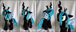 Size: 1498x633 | Tagged: safe, artist:serenity-sama, queen chrysalis, changeling, changeling queen, g4, female, irl, photo, plushie, solo