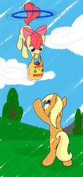 Size: 1813x3858 | Tagged: safe, artist:mykegreywolf, apple bloom, apple cobbler, g4, the cutie pox, apple family member, applecopter, loop-de-hoop, tailcopter