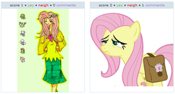 Size: 526x282 | Tagged: safe, fluttershy, derpibooru, g4, exploitable meme, juxtaposition, juxtaposition win, meta