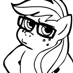 Size: 945x945 | Tagged: safe, artist:megasweet, applejack, g4, glasses, monochrome