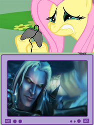 Size: 563x752 | Tagged: safe, fluttershy, g4, death of arthas, fluttercry, lich king, warcraft