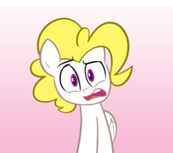 Size: 700x620 | Tagged: safe, artist:willdrawforfood1, surprise, pegasus, pony, ask surprise, g1, g4, ask, colored pupils, eyebrows, female, folded wings, g1 to g4, generation leap, gradient background, mare, open mouth, raised eyebrow, reaction image, solo, wings
