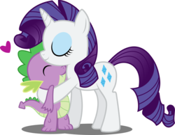 Size: 6067x4712 | Tagged: safe, artist:abion47, rarity, spike, dragon, pony, unicorn, g4, absurd resolution, female, heart, hug, interspecies, male, mare, ship:sparity, shipping, simple background, spikelove, straight, transparent background