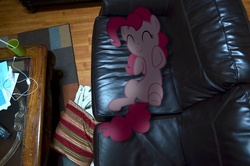 Size: 2464x1632 | Tagged: safe, pinkie pie, earth pony, pony, g4, couch, irl, photo, ponies in real life, vector