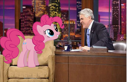 Size: 1000x653 | Tagged: safe, pinkie pie, human, pony, g4, irl, jay leno, photo, ponies in real life, vector