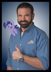 Size: 500x700 | Tagged: safe, twilight sparkle, human, pony, g4, billy mays, irl, photo, ponies in real life, shoulder pony