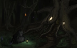 Size: 2299x1440 | Tagged: safe, artist:nightcloud26, g4, everfree forest, scenery, zecora's hut