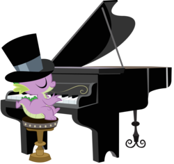 Size: 4031x3804 | Tagged: safe, artist:boneswolbach, spike, g4, hat, musical instrument, piano, simple background, top hat, transparent background, vector