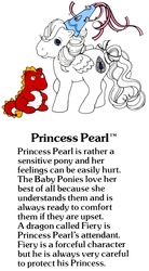 Size: 550x1000 | Tagged: safe, fiery, princess tiffany, dragon, pegasus, pony, g1, official, g1 backstory, my little pony fact file