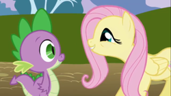 Size: 500x281 | Tagged: safe, screencap, fluttershy, spike, g4