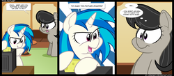 Size: 1600x700 | Tagged: safe, dj pon-3, octavia melody, vinyl scratch, earth pony, pony, unicorn, g4, cheese, comic, female, mare