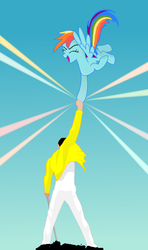 Size: 473x800 | Tagged: safe, artist:sm9t8, rainbow dash, g4, epic, freddie mercury, hoofbump, queen (band), simple background