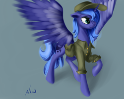 Size: 1127x900 | Tagged: safe, artist:newlifer, princess luna, pony, g4, clothes, female, raised hoof, s1 luna, solo