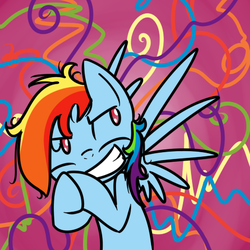 Size: 470x470 | Tagged: safe, artist:cuttycommando, rainbow dash, g4, abstract background, messy mane