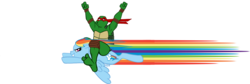 Size: 1382x464 | Tagged: safe, artist:zakniteh, rainbow dash, pegasus, pony, g4, crossover, female, mare, raphael, simple background, teenage mutant ninja turtles, transparent background