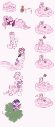 Size: 1030x2389 | Tagged: safe, artist:sevireth, cheerilee, octavia melody, ruby pinch, sweetie belle, twilight sparkle, lamia, octopus, original species, g4, coils, derp, earring, floppy ears, frown, gritted teeth, hiding, hokuto no ken, hug, lamiafied, me gusta, meanie belle, naga pinch, piercing, pointing, ponies riding ponies, pony hat, riding, scared, shivering, species swap, sweetiehat, wavy mouth, wide eyes