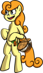 Size: 172x295 | Tagged: safe, artist:senselesssquirrel, carrot top, golden harvest, semi-anthro, g4, female, picnic basket, simple background, solo, transparent background