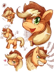 Size: 960x1280 | Tagged: safe, artist:g, applejack, earth pony, pony, g4, facial expressions, female, japanese, pixiv, sketch dump, solo