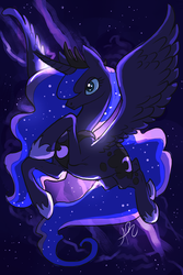 Size: 840x1260 | Tagged: safe, artist:homicidalmanda, princess luna, pony, g4, female, flying, solo