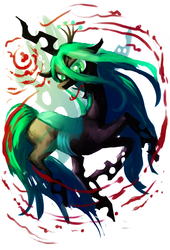 Size: 800x1175 | Tagged: safe, artist:homicidalmanda, queen chrysalis, changeling, changeling queen, g4, fangs, female