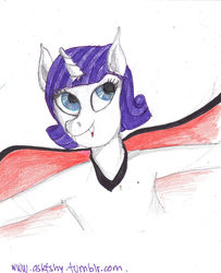 Size: 1280x1576 | Tagged: safe, artist:askfshy, rarity, vampire, semi-anthro, g4, 30 minute art challenge, costume, solo