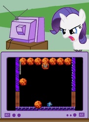 Size: 561x771 | Tagged: safe, rarity, pony, g4, dumb rock, exploitable meme, filly, jewel man's stage, mega man (series), mega man 9, meme, tv meme