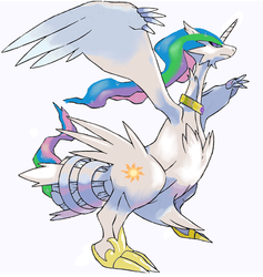 Size: 569x599 | Tagged: safe, artist:lemguin, princess celestia, reshiram, g4, parody, pokémon, simple background, white background