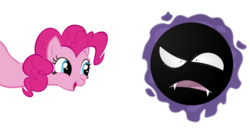 Size: 900x496 | Tagged: safe, artist:surprisinglynimble, pinkie pie, gastly, g4, crossover, pokémon