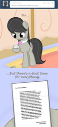 Size: 700x1505 | Tagged: safe, artist:erthilo, octavia melody, earth pony, pony, ask octavia, vocational death cruise, g4, ask, comic, female, letter, mare, solo, this will not end well, tumblr