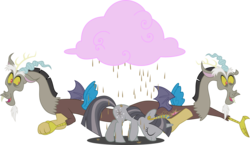 Size: 8441x4881 | Tagged: safe, artist:zimvader42, discord, twilight sparkle, draconequus, pony, g4, absurd resolution, chocolate rain, discorded, discorded twilight, duo, multiple heads, sad, simple background, transparent background, two heads, vector