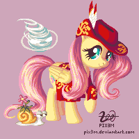 Size: 200x200 | Tagged: safe, artist:pix3m, fluttershy, snail, g4, crossover, gif, hat, mantle, maplestory, non-animated gif, picture for breezies, pixel art