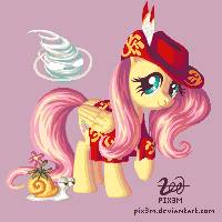 Size: 200x200 | Tagged: safe, artist:pix3m, fluttershy, snail, g4, crossover, gif, hat, mantle, maplestory, non-animated gif, pixel art